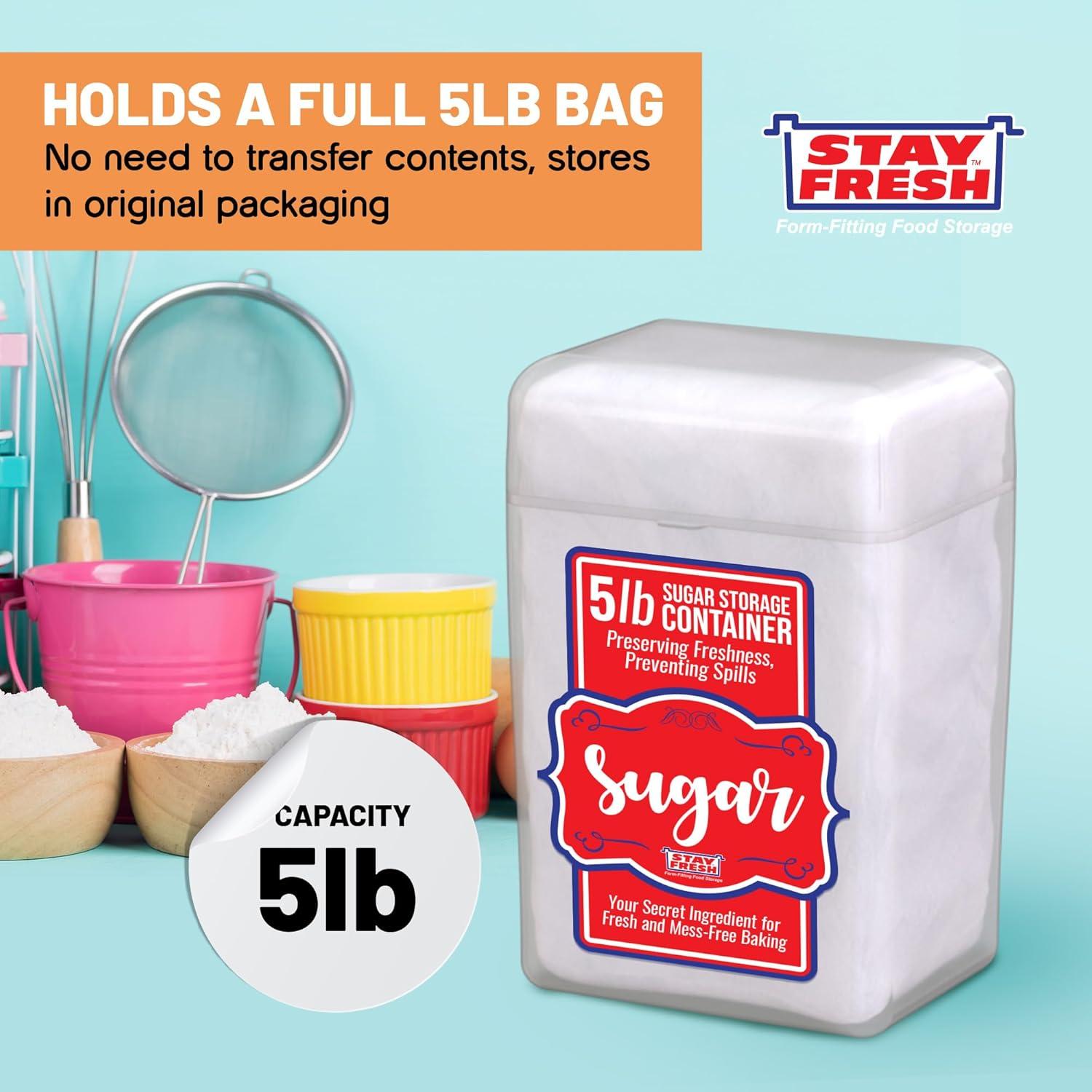 Stay Fresh Sugar Storage Container – Kitchen Discovery – Snap Close Sugar Canister Keeps Granules Fresh, Pourable and Spillproof for Optimal Sugar Storage