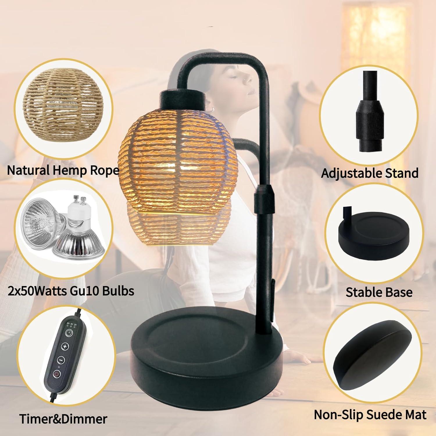 Lámpara Calentadora de Velas WSZQ Negra con Temporizador y Regulable