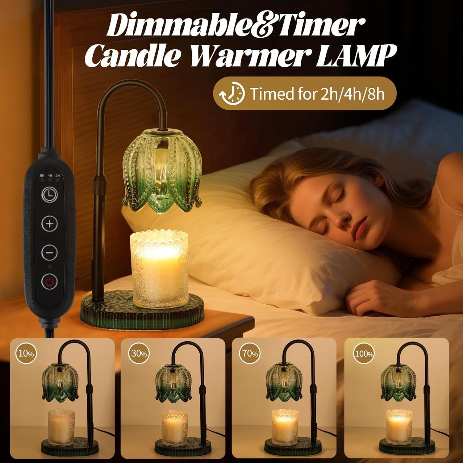 Lámpara Calentadora de Velas UYGEHGB Tulipán Verde 50W