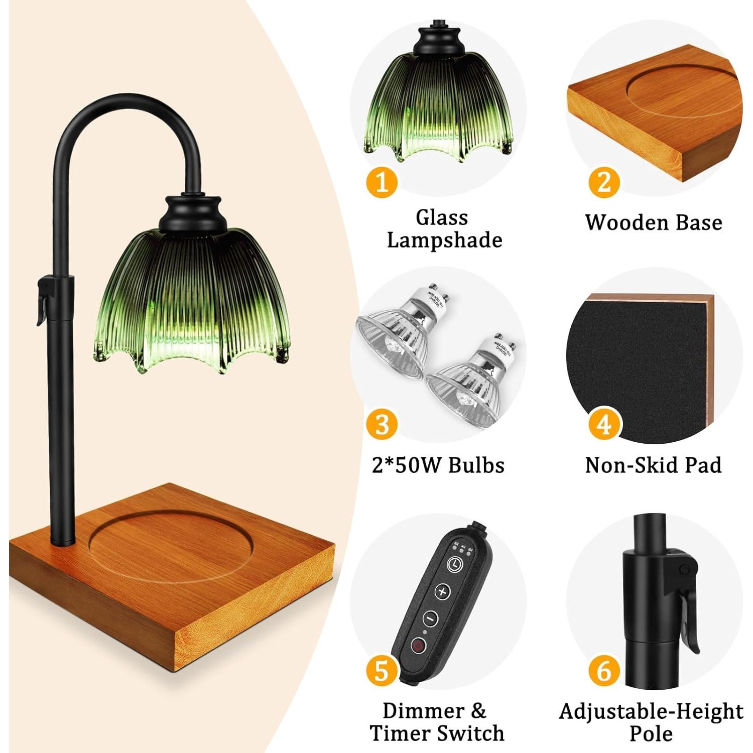 Lámpara Calentadora de Velas YGS-Tech con Temporizador y Regulador