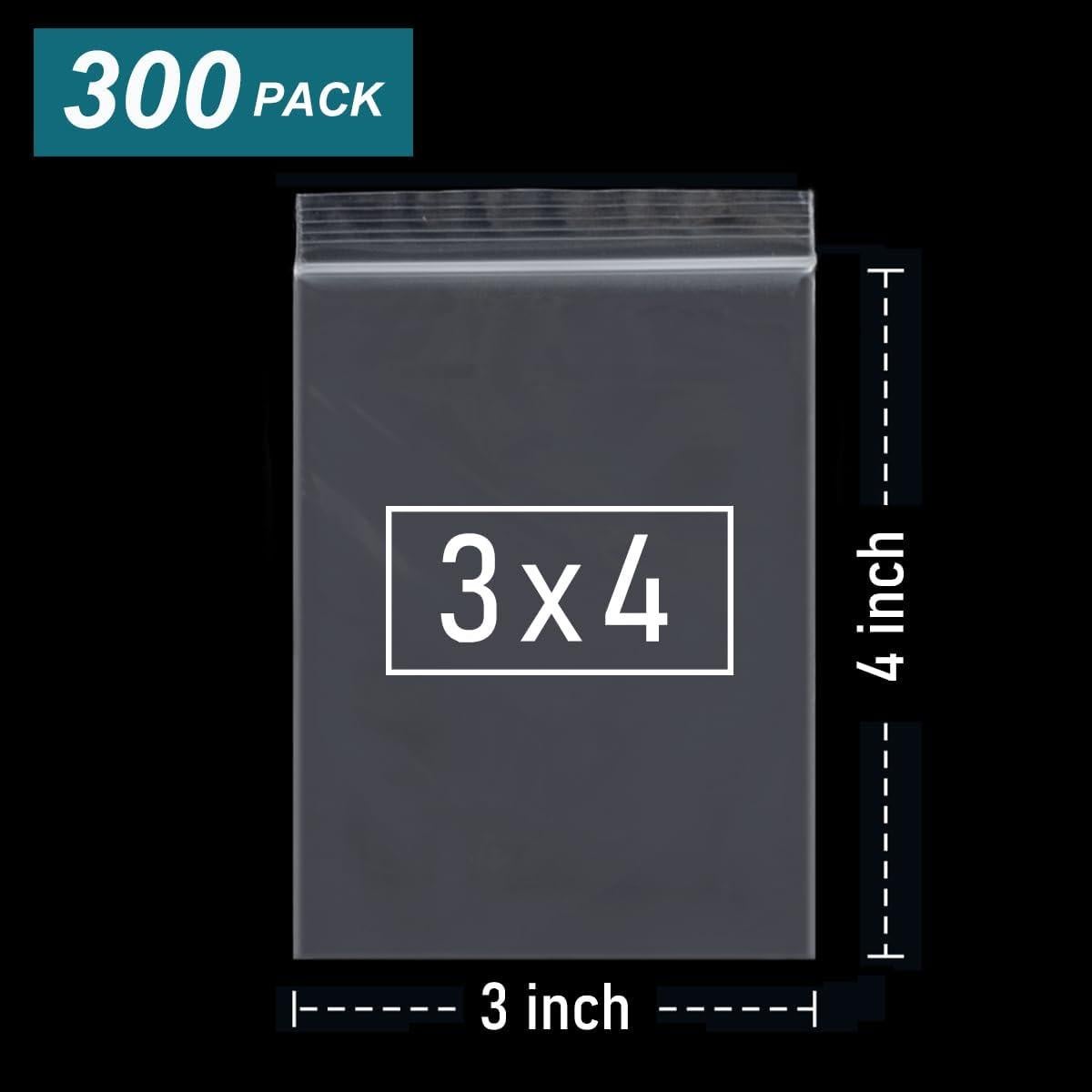 300 Bolsas Plásticas Pequeñas 7.6 x 10.2 cm Recerrables