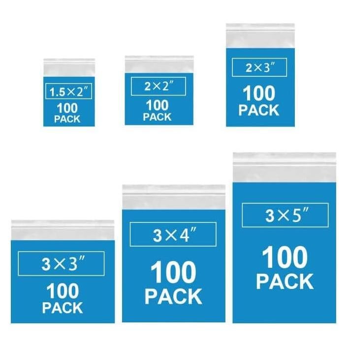 600 Mini Bolsas Plásticas Re sellables Bonison - 6 Tamaños Variados