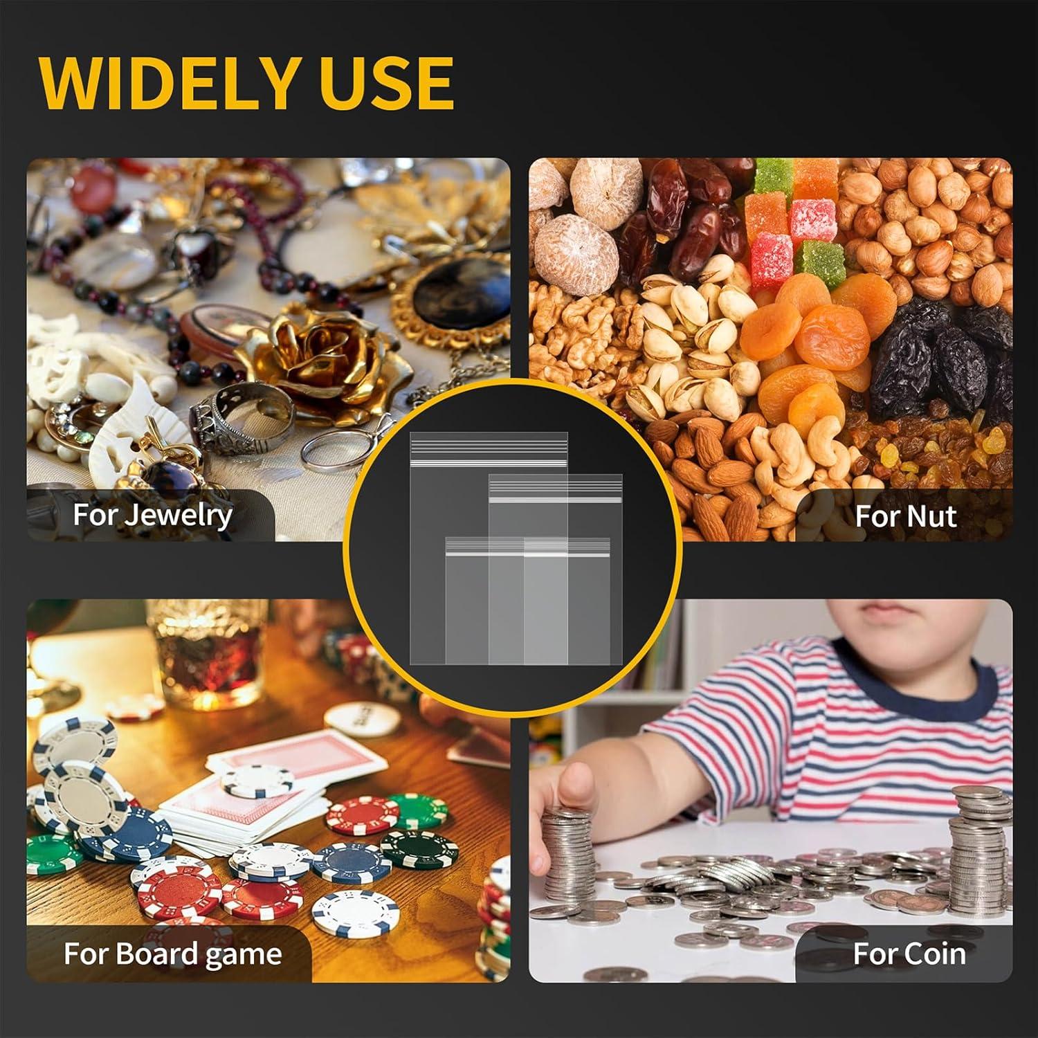 600 Mini Bolsas Plásticas Re sellables Bonison - 6 Tamaños Variados