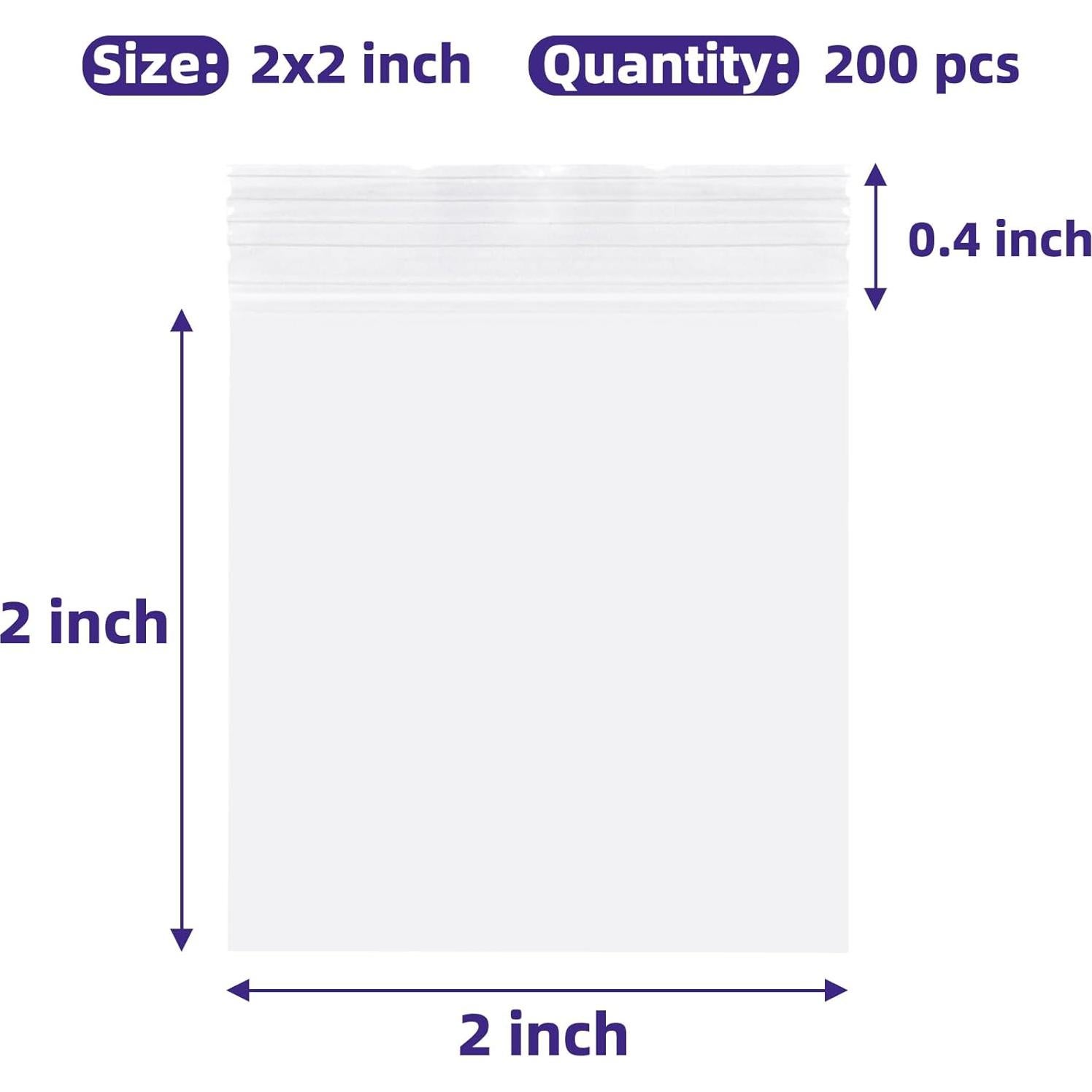 Bolsas de Plástico con Cierre Yotelab 2x2 cm - 200 Piezas Transparentes