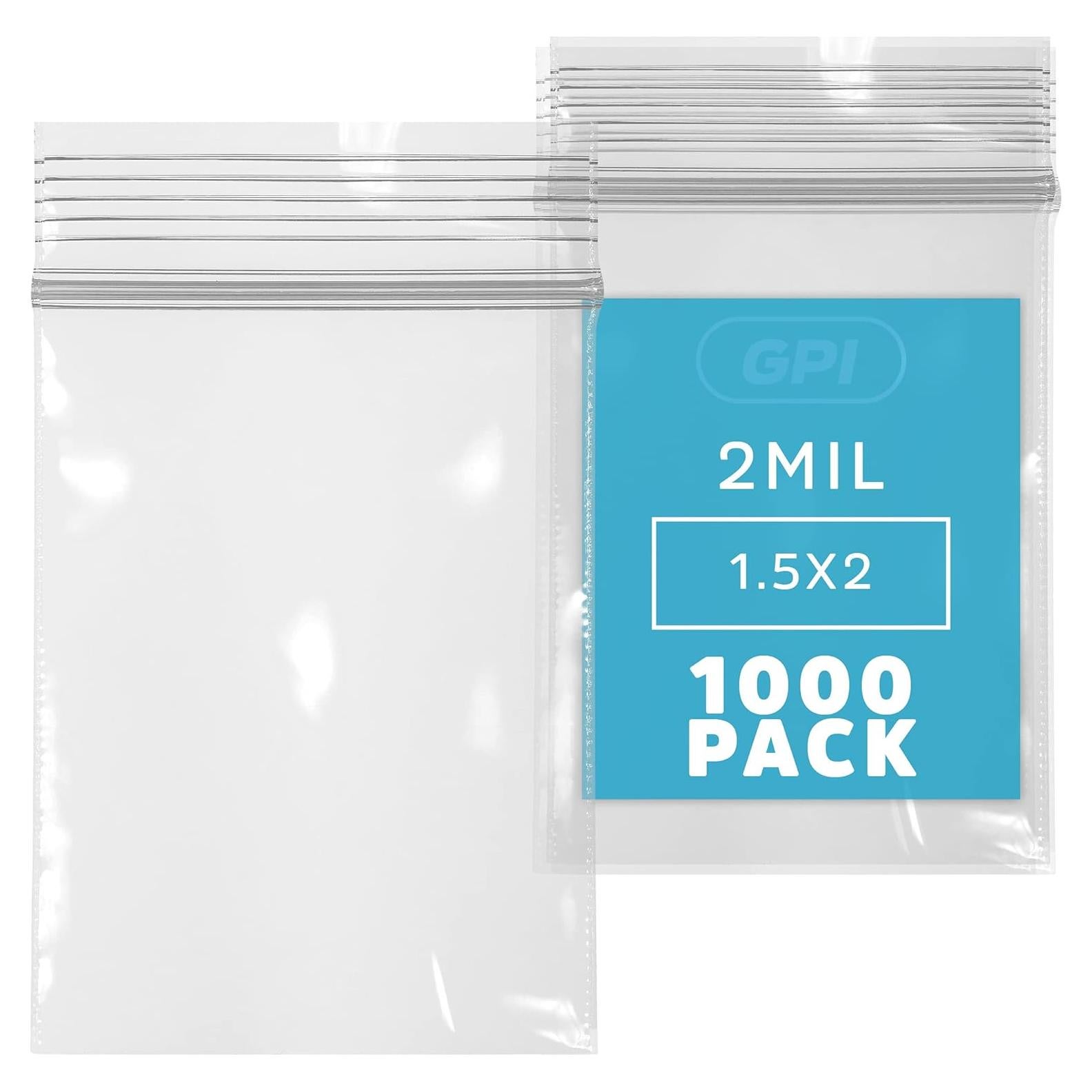 1000 Bolsas Reclosables GPI 3.81 x 5.08 cm 2 Mil Transparentes