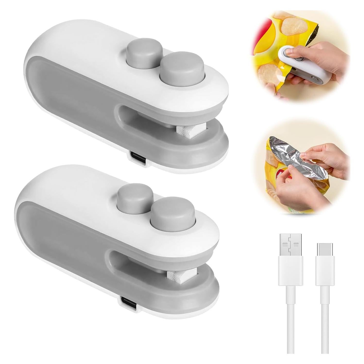 Mini Sello de Bolsa Recargable Agoname 2 en 1 Blanco