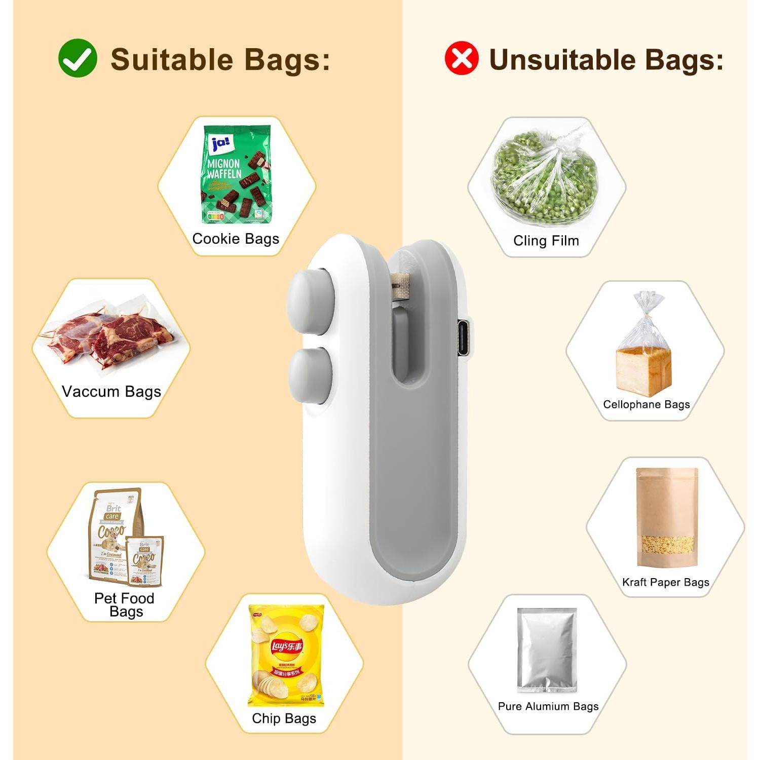 Mini Sello de Bolsa Recargable Agoname 2 en 1 Blanco