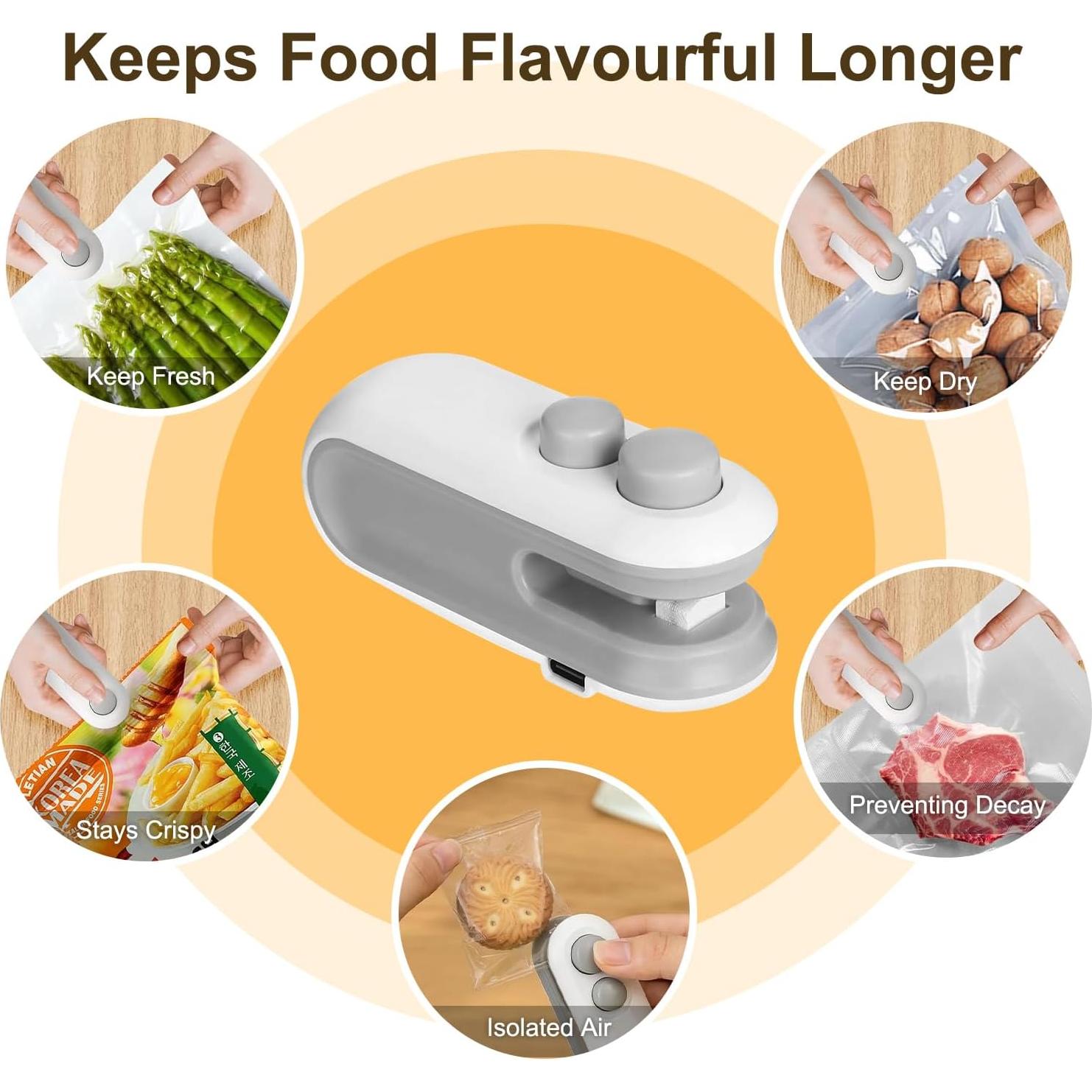 Mini Sello de Bolsa Recargable Agoname 2 en 1 Blanco