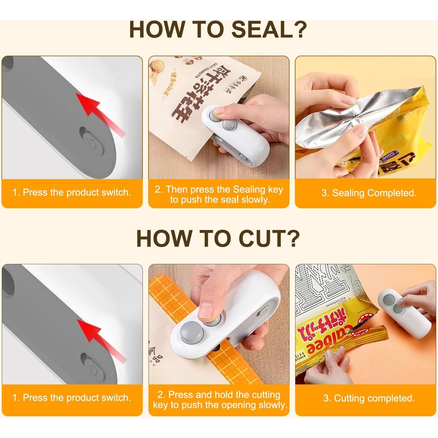 Mini Sello de Bolsa Recargable Agoname 2 en 1 Blanco