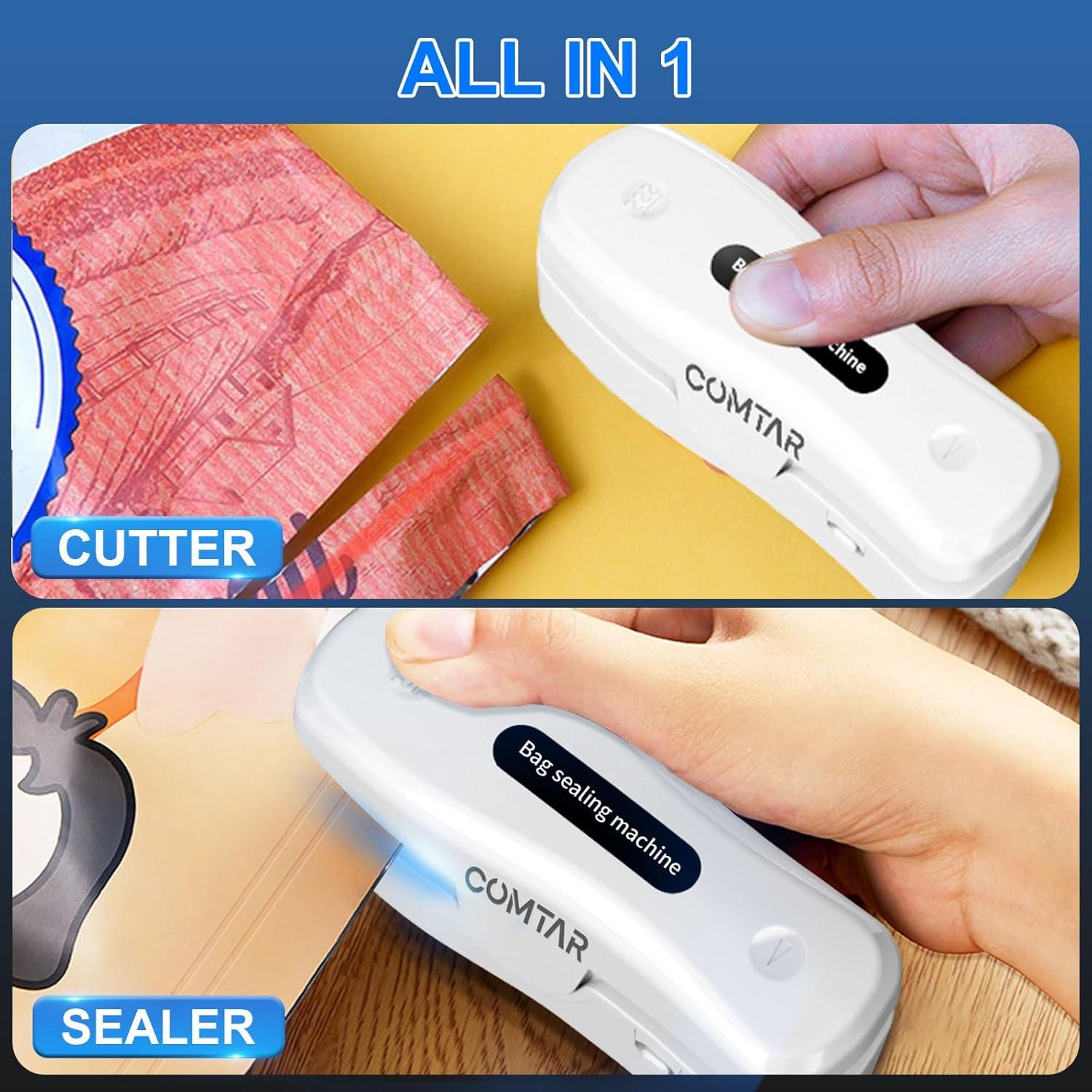 Mini Sello de Bolsas COMTAR Recargable USB-C 2-en-1 Blanco