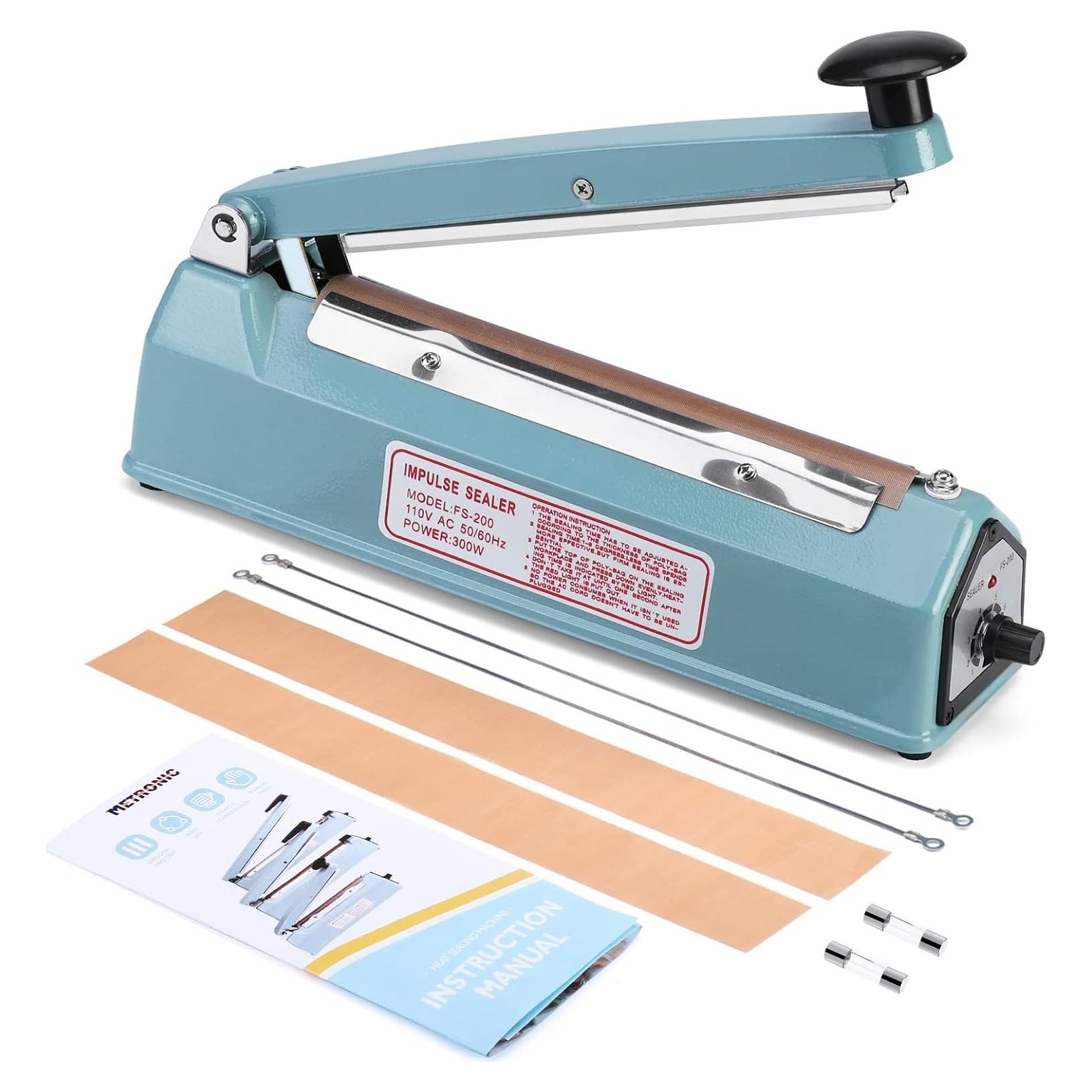 Sellador de Calor Manual METRONIC 20 cm Azul - Ajuste de Temperatura