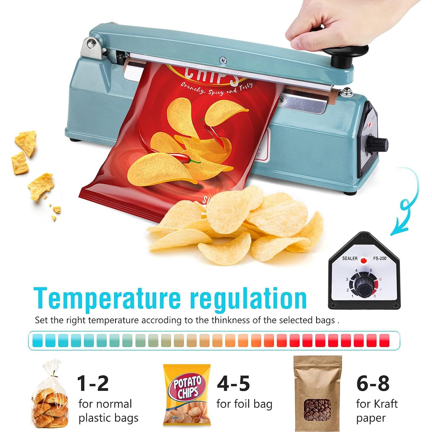 Sellador de Calor Manual METRONIC 20 cm Azul - Ajuste de Temperatura