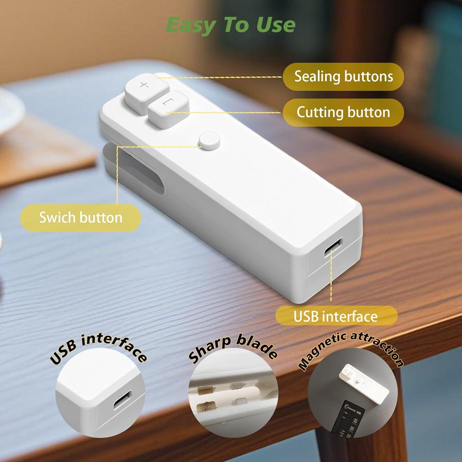 Mini Sello de Bolsas iCroody 2 en 1 Recargable Rosa