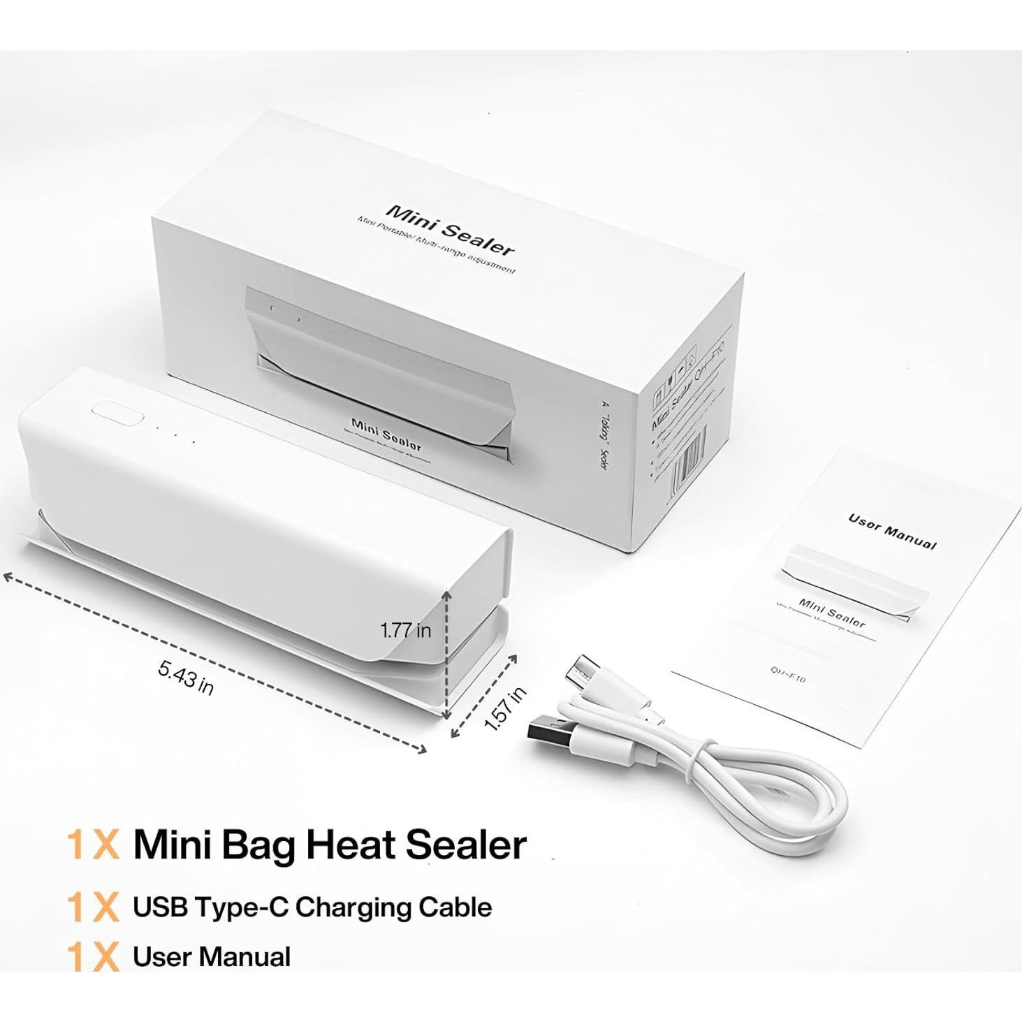 Mini Sello Térmico ZKIRON Blanco - Sellador de Comida Recargable USB 10cm