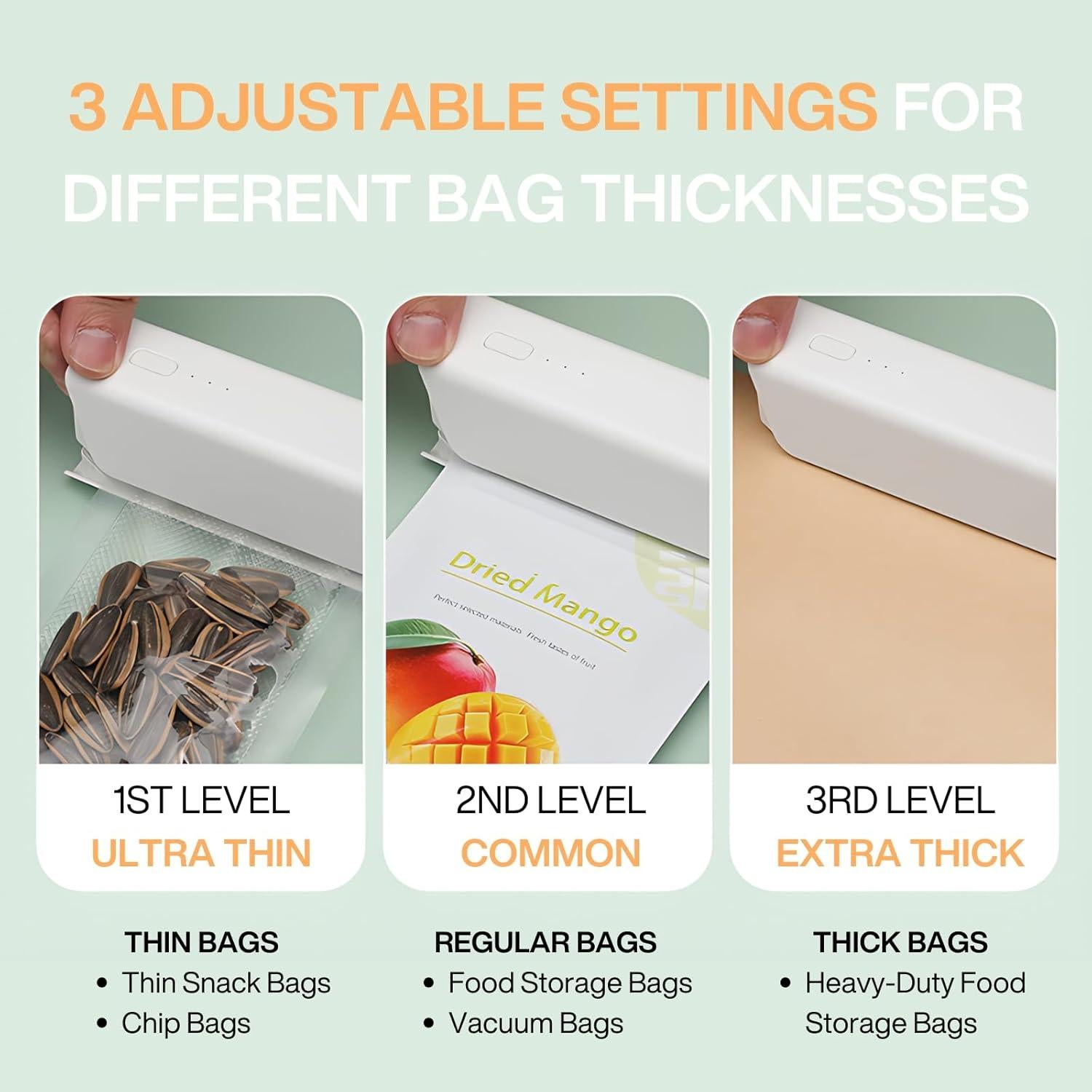 Mini Sello Térmico ZKIRON Blanco - Sellador de Comida Recargable USB 10cm