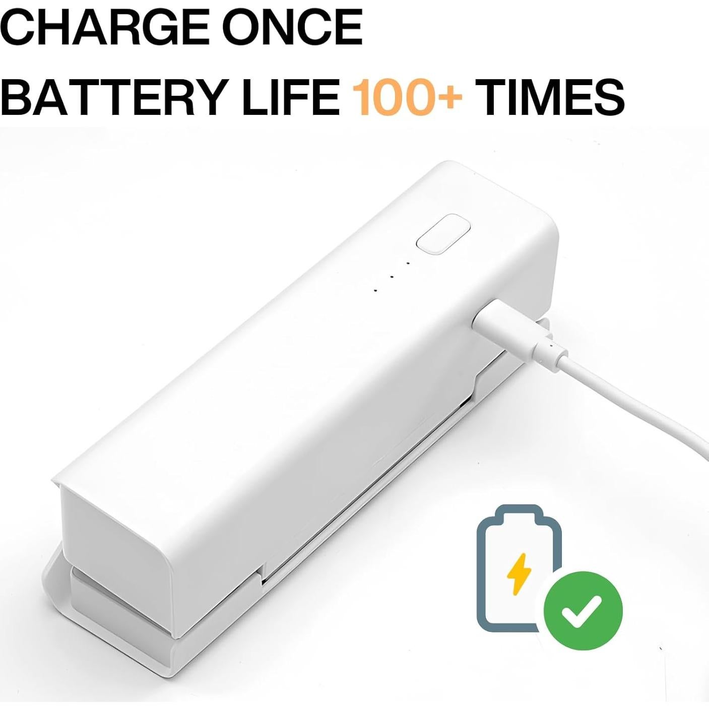 Mini Sello Térmico ZKIRON Blanco - Sellador de Comida Recargable USB 10cm