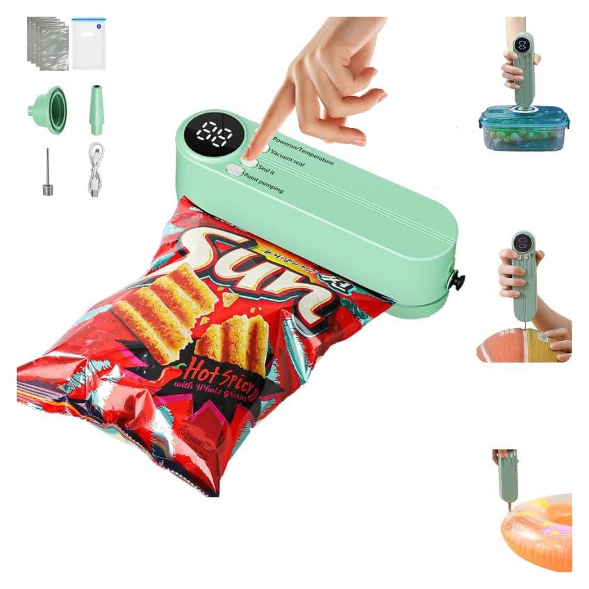 Sellador de Bolsas Mini Inalámbrico Honkpop 3 en 1 Verde