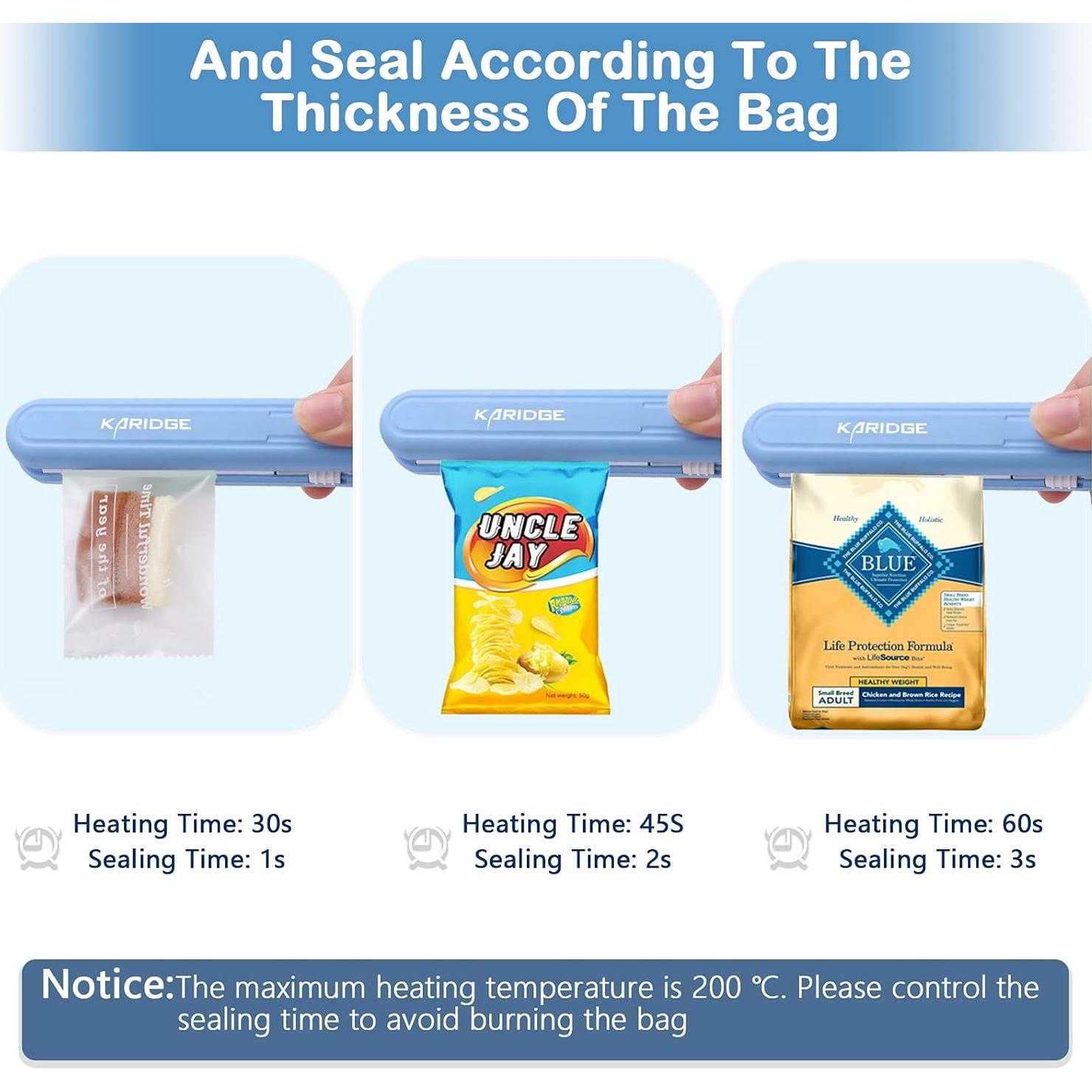 Sellador de Bolsas Manual Karidge Azul 20W para Alimentos