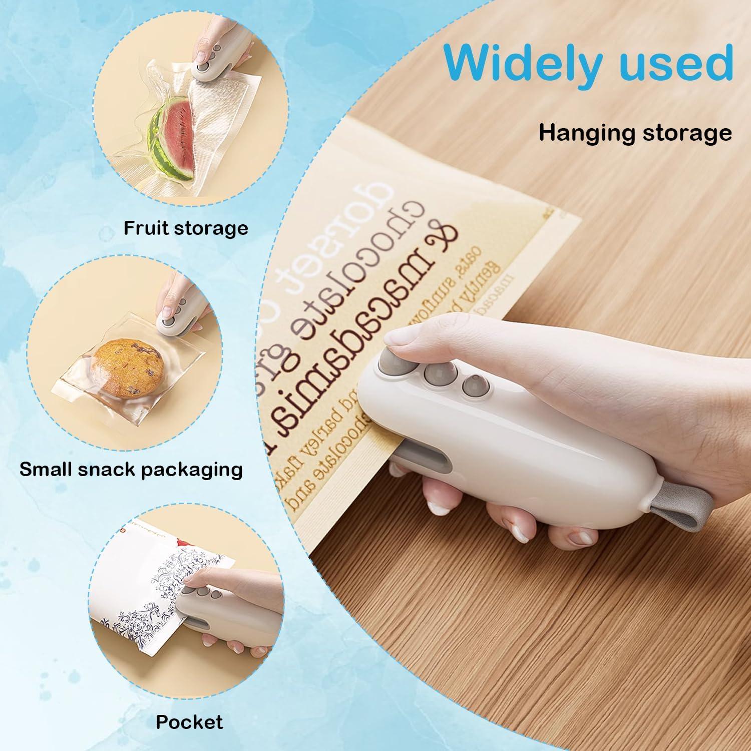 Mini Sello de Bolsas iRboWou Recargable USB-C 2 en 1 Blanco