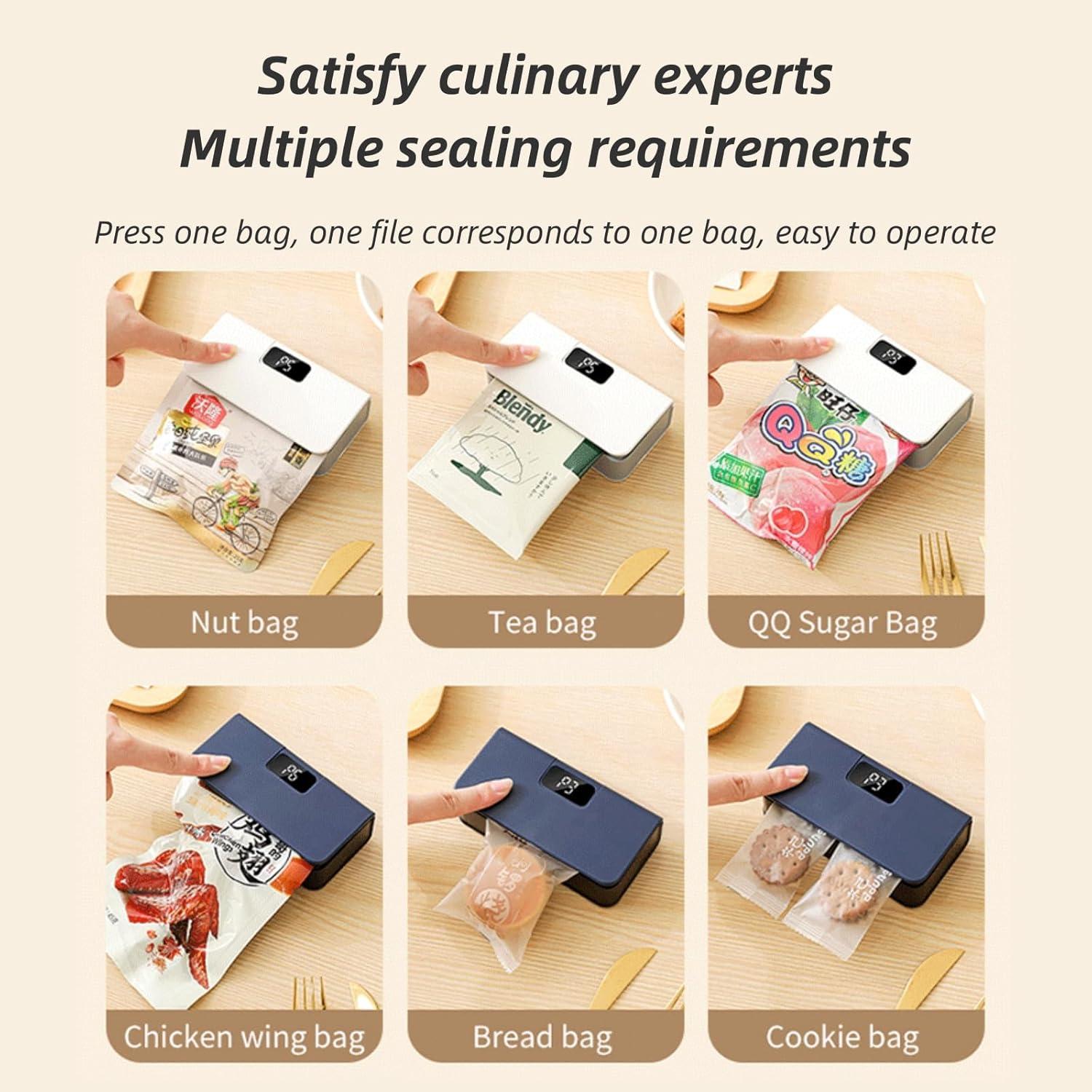 Mini Sello de Bolsas YACVRLT Blanco Recargable 1600mAh