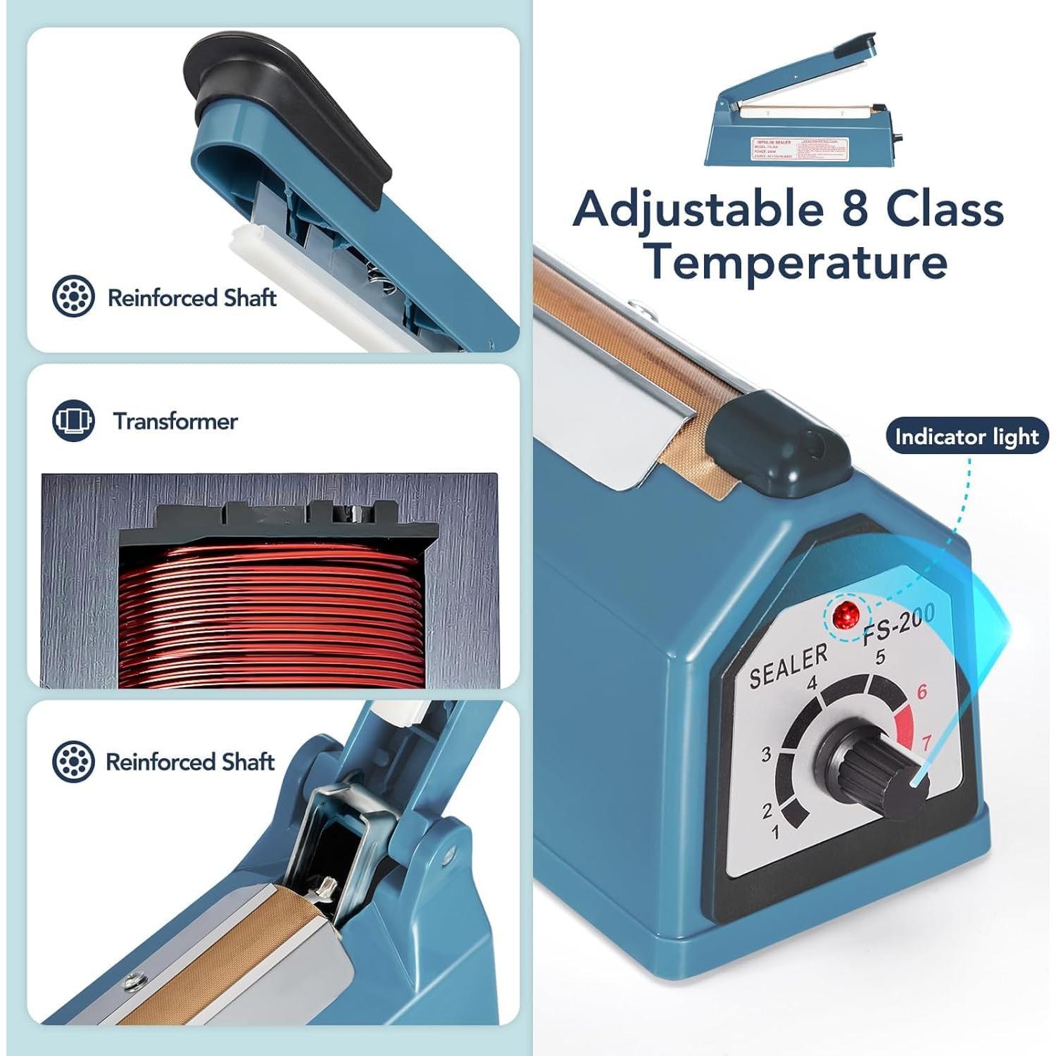 Sellador de Bolsas Manual Metronic 20 cm Ajustable Azul