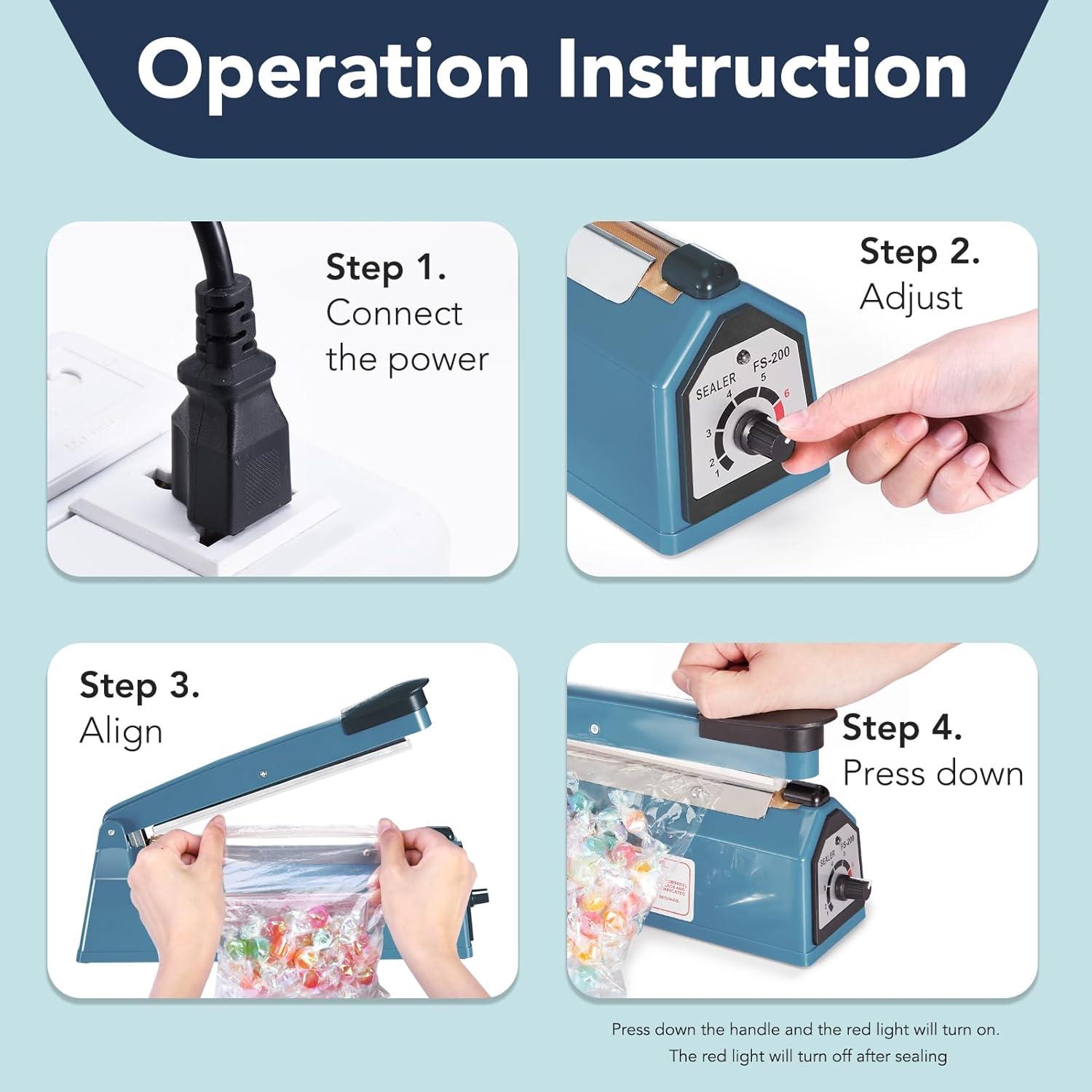 Sellador de Bolsas Manual Metronic 20 cm Ajustable Azul