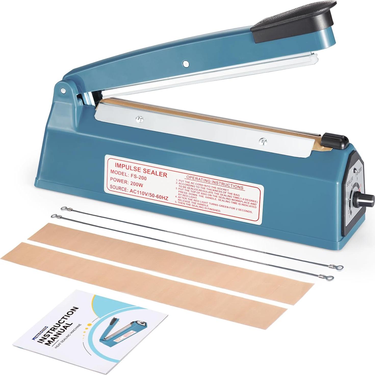 Sellador de Bolsas Manual Metronic 20 cm Ajustable Azul