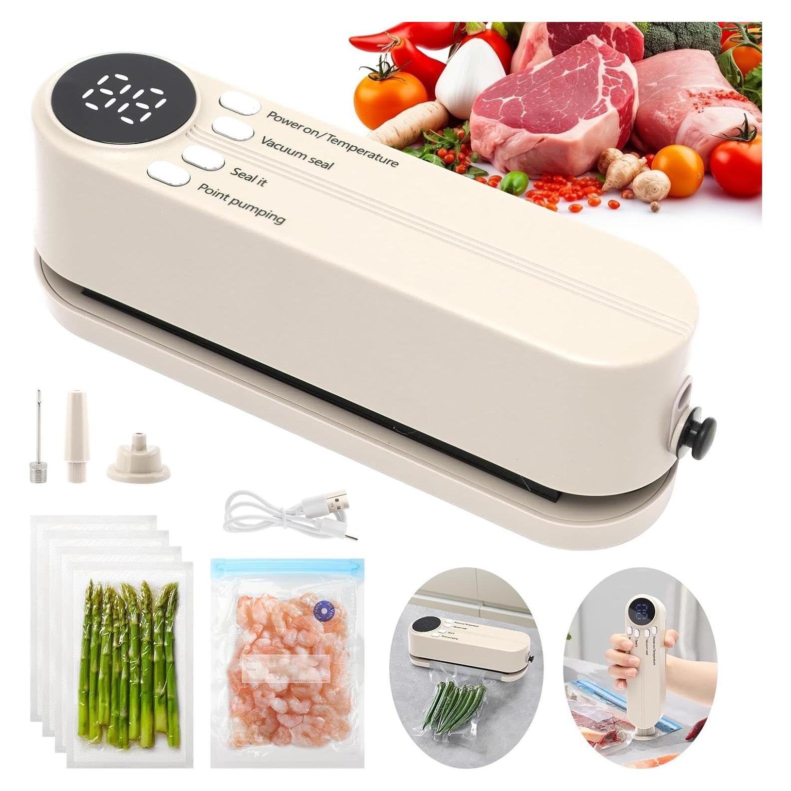 Mini Sellador de Vacío XuYelora Blanco 3 en 1 Recargable