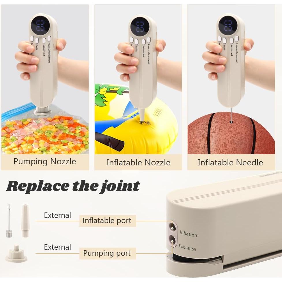 Mini Sellador de Vacío XuYelora Blanco 3 en 1 Recargable