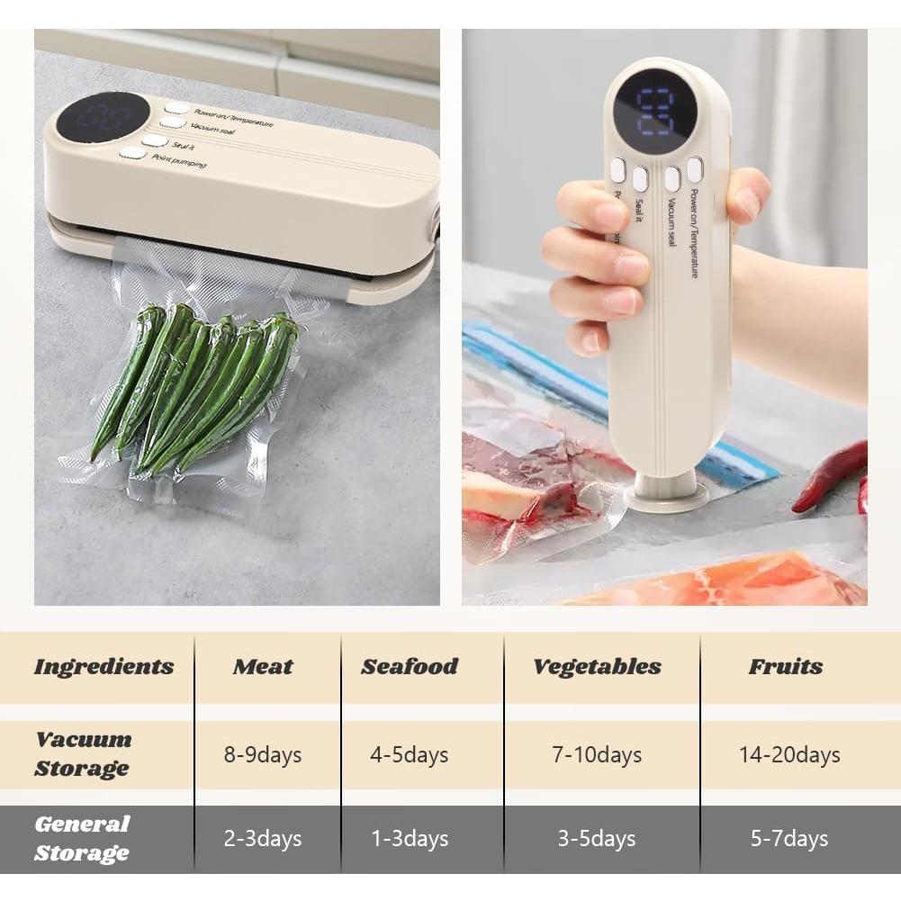 Mini Sellador de Vacío XuYelora Blanco 3 en 1 Recargable