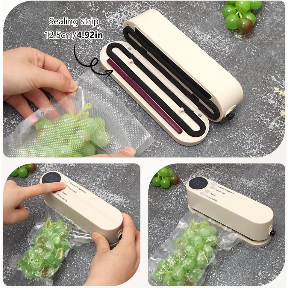 Mini Sellador de Vacío XuYelora Blanco 3 en 1 Recargable