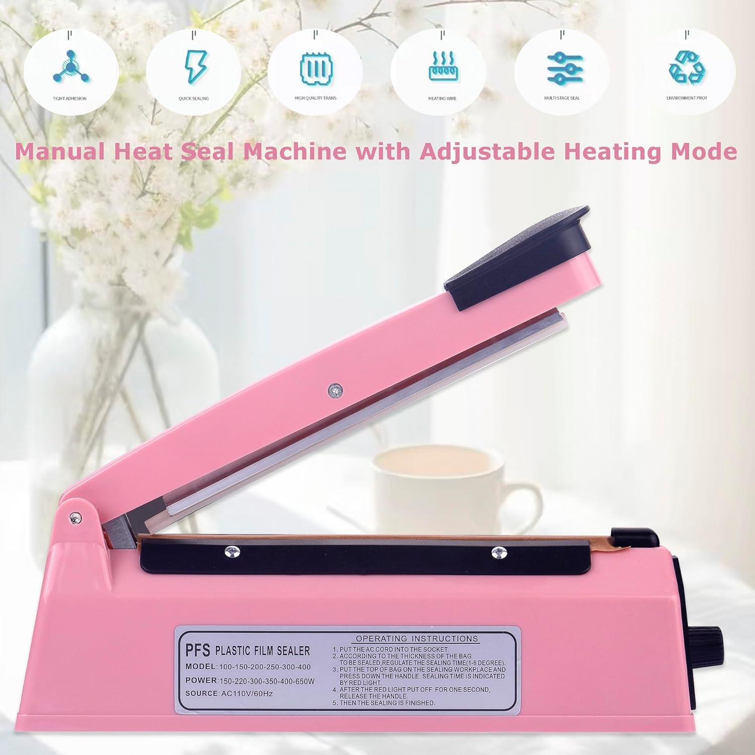 Sellador Térmico Manual de Bolsas WINTOWIN 20 cm Rosa