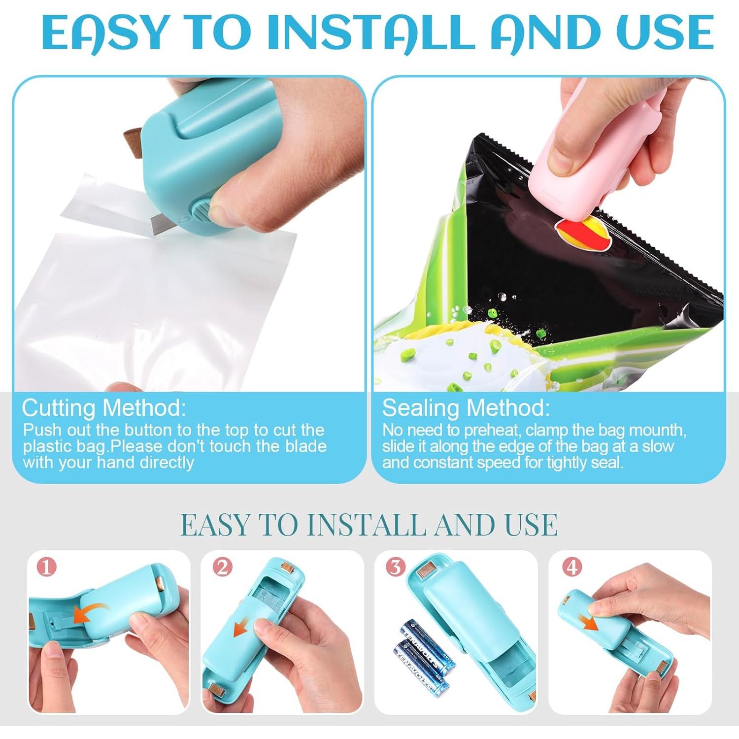 Kit de Selladores de Alimentos Teenyyou - 2 Mini Selladores y 12 Clips