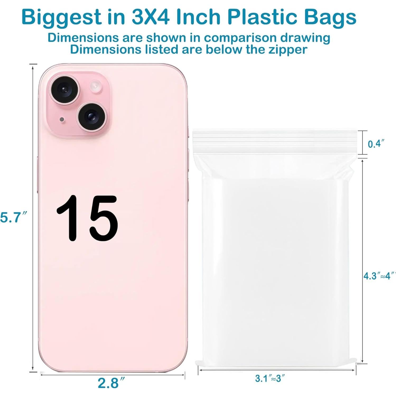 Bolsas de Plástico Reclosables 3x4" Pikdmin - Paquete de 100