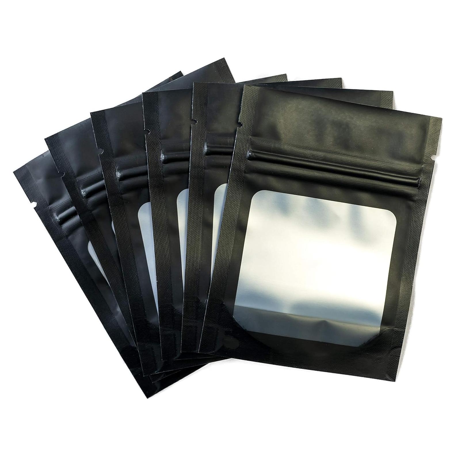Bolsas de Mylar Reutilizables HANSER 3x4" 100 Piezas Negro Mate