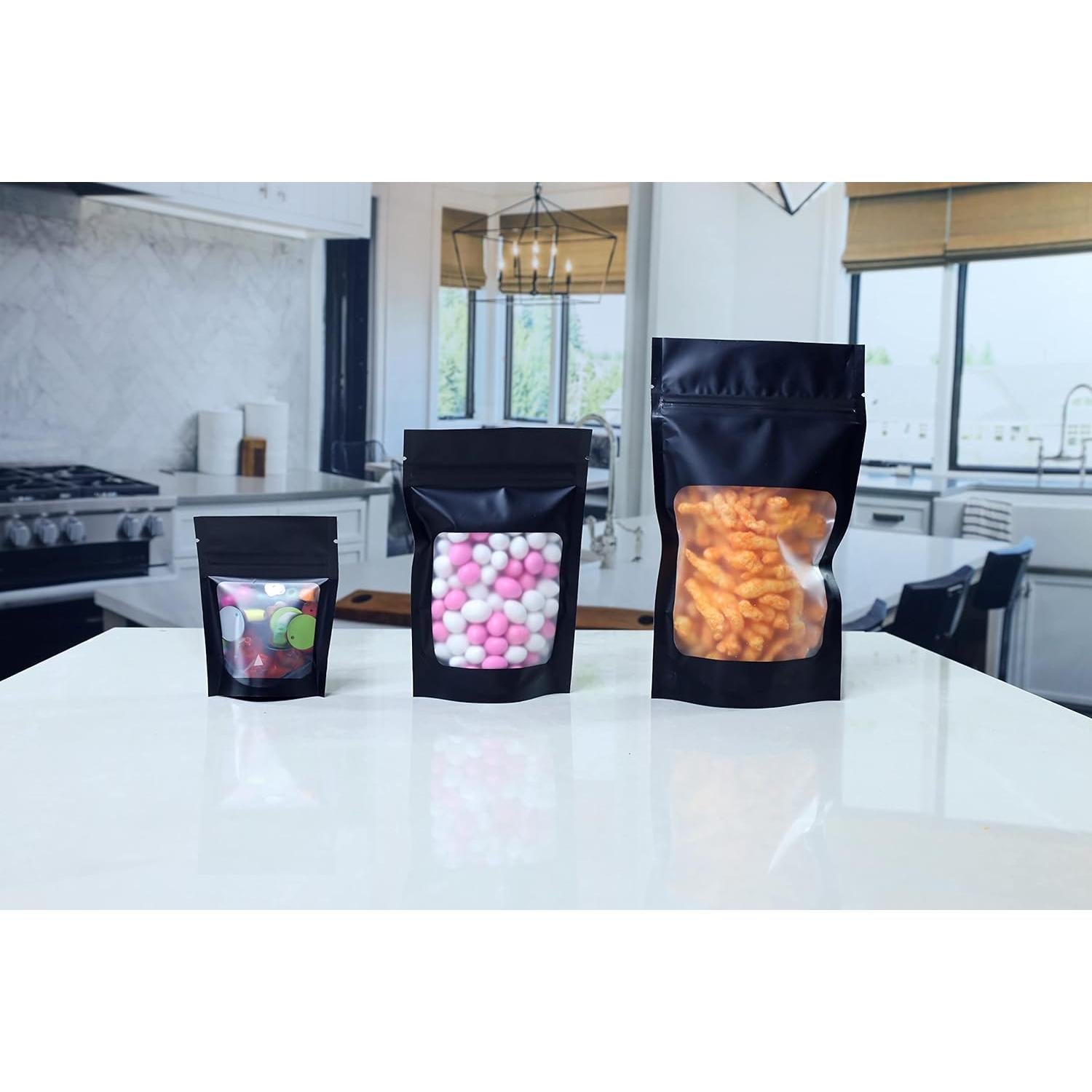 Bolsas de Mylar Reutilizables HANSER 3x4" 100 Piezas Negro Mate