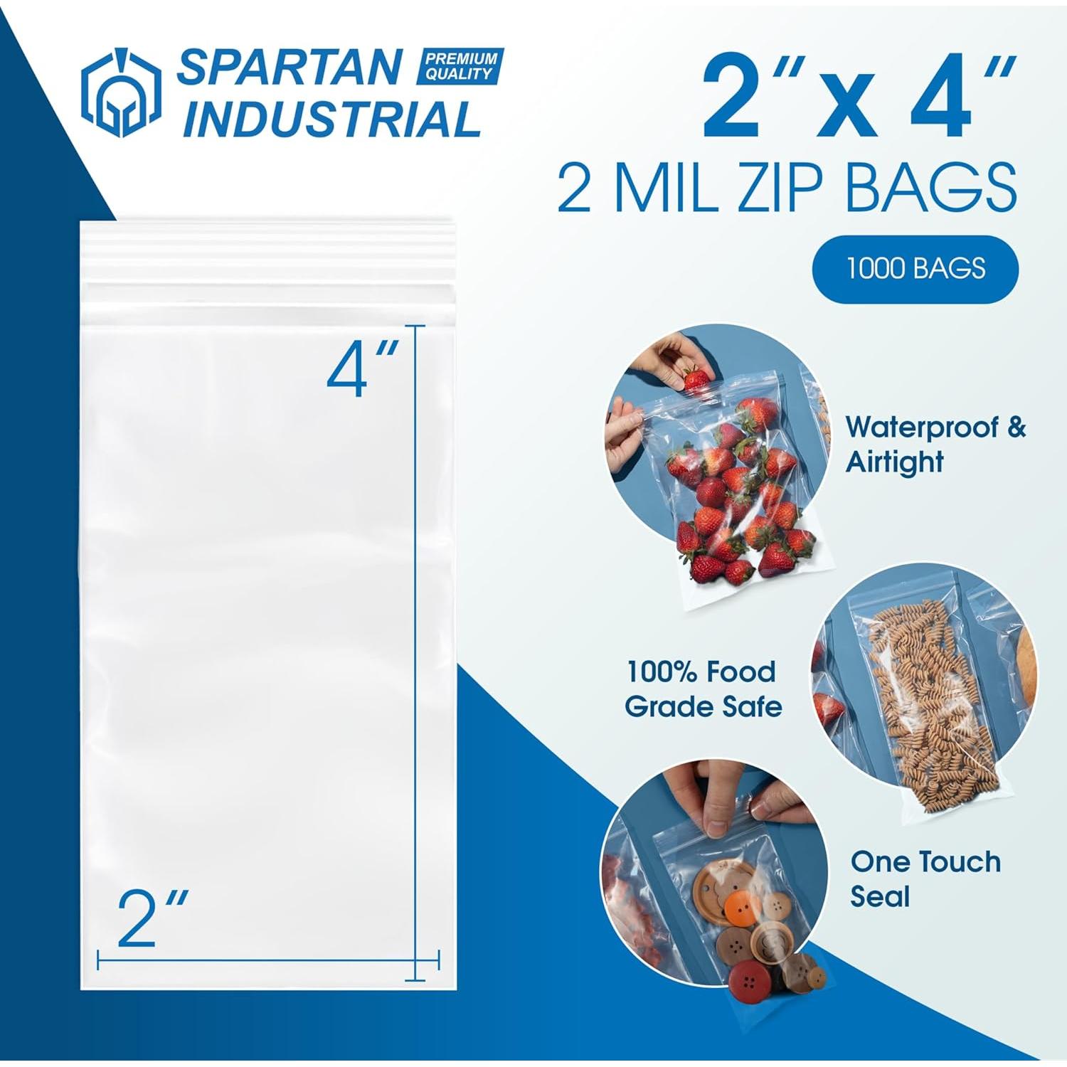 Bolsas Plásticas Reclosables Spartan Industrial 2x4" 1000 Unidades