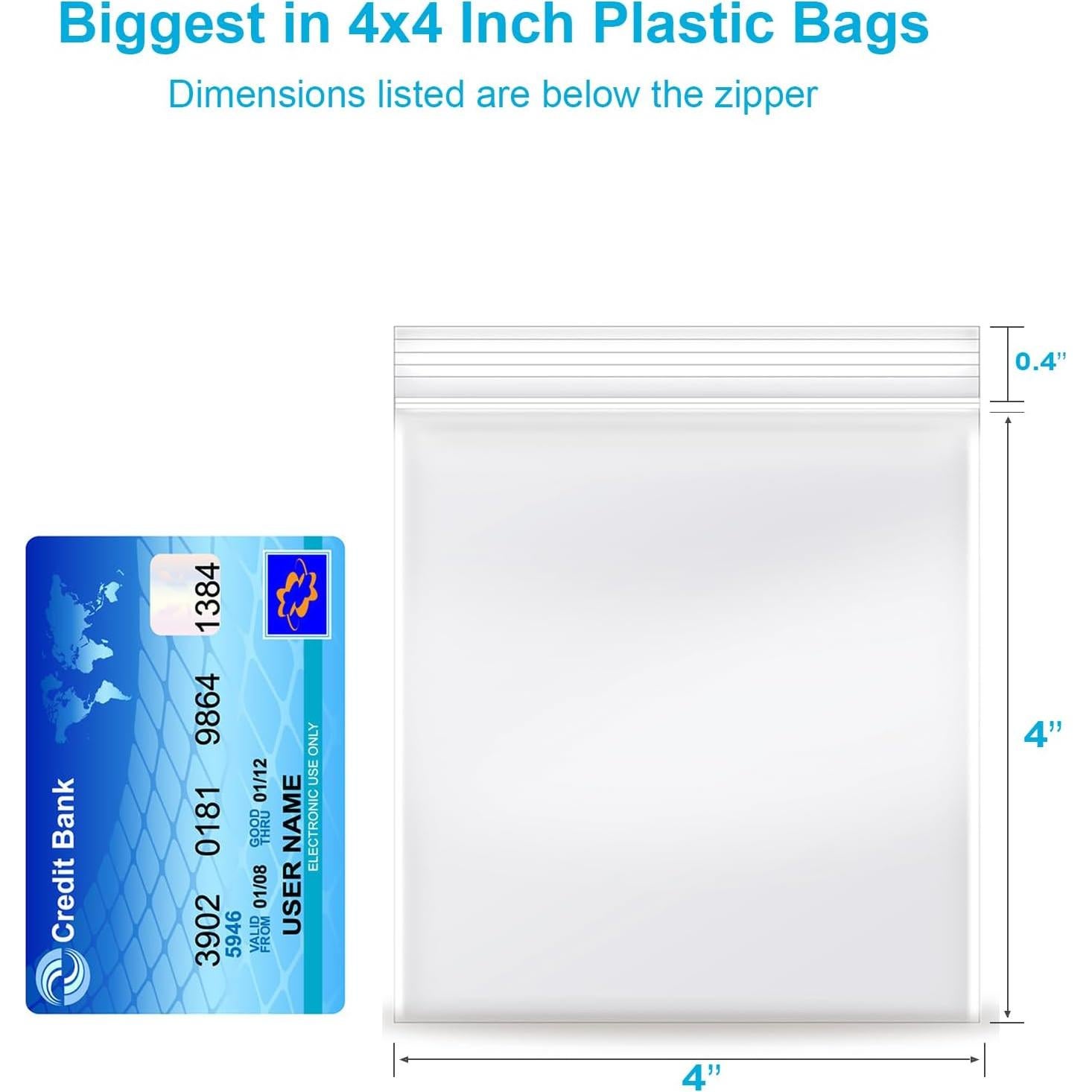 Bolsas de Plástico Reclosables 4x4'' Enbreey - Paquete 200