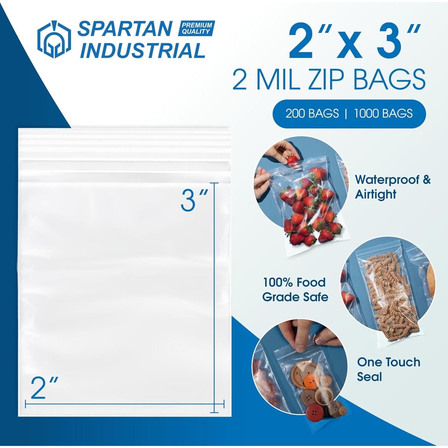 Bolsas Plásticas Reclosables Spartan 2x3" 1000 Unidades 2 Mil