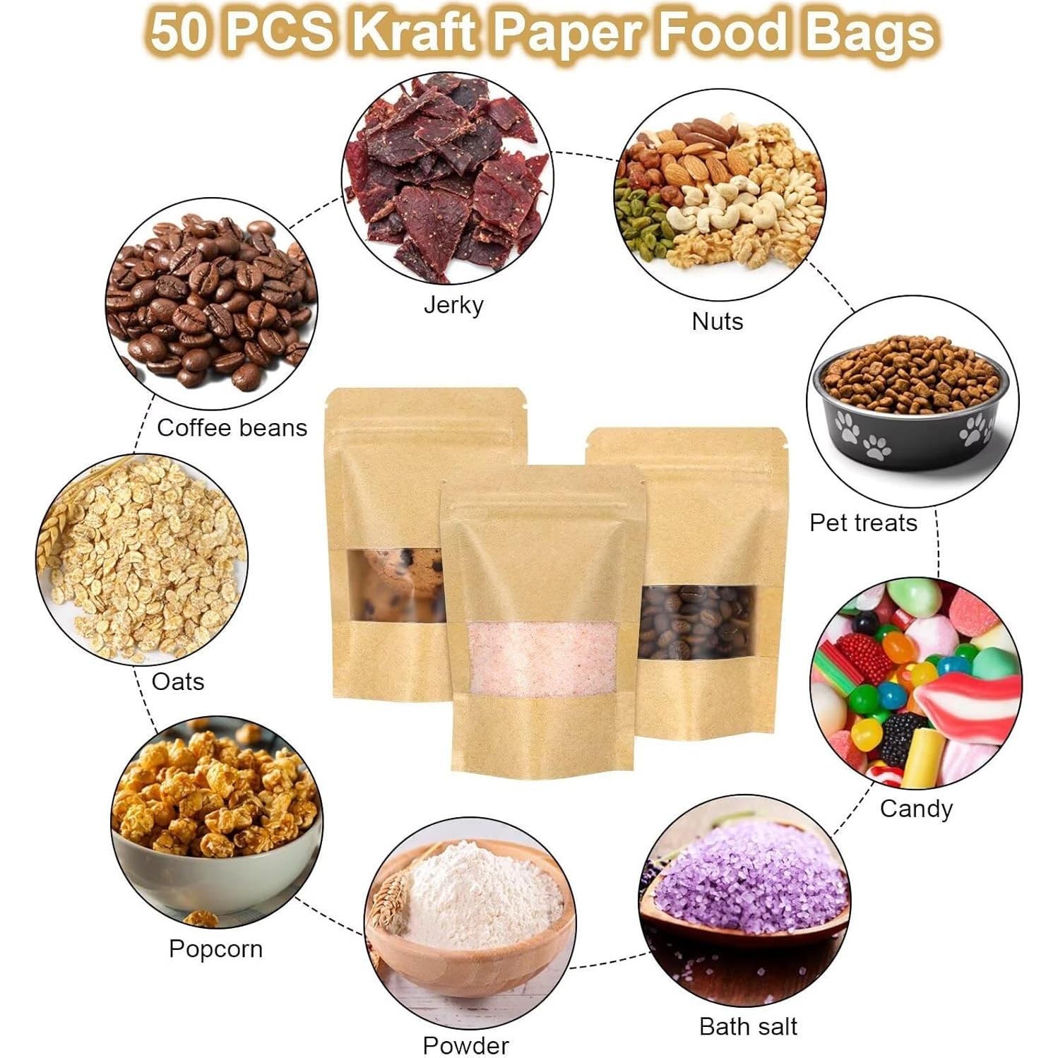 Bolsas de Papel Kraft Reutilizables Blisstime 50 Unidades 8.9x14cm