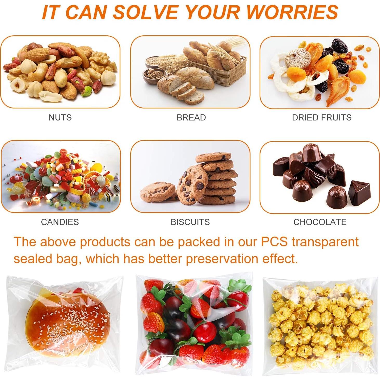 800 Bolsas de Cello Re-sellables NEOACT 3 Tamaños para Alimentos