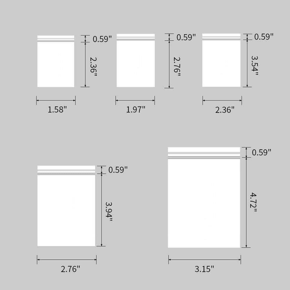 Bolsas de Cierre Reutilizables BornFeel 500pcs 5 Tamaños