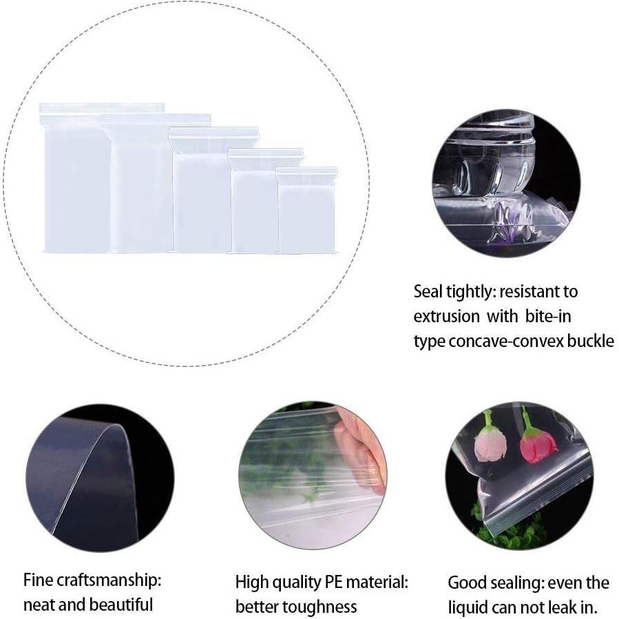 Bolsas de Cierre Reutilizables BornFeel 500pcs 5 Tamaños