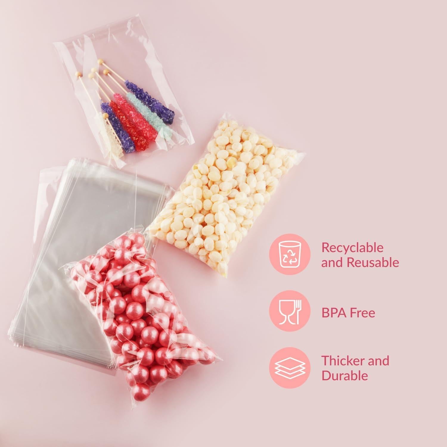 Bolsas de Celofán Autoadhesivas Prestee 15.24x25.4 cm - 200 Unidades