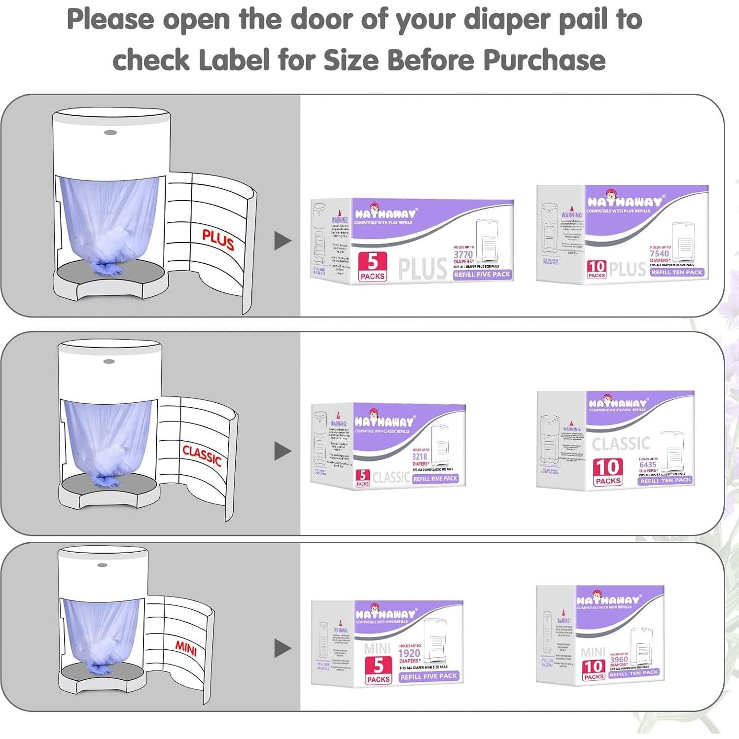 Bolsas de Repuesto RUZAKO para Cubos de Pañales Mini, 5 Pzas