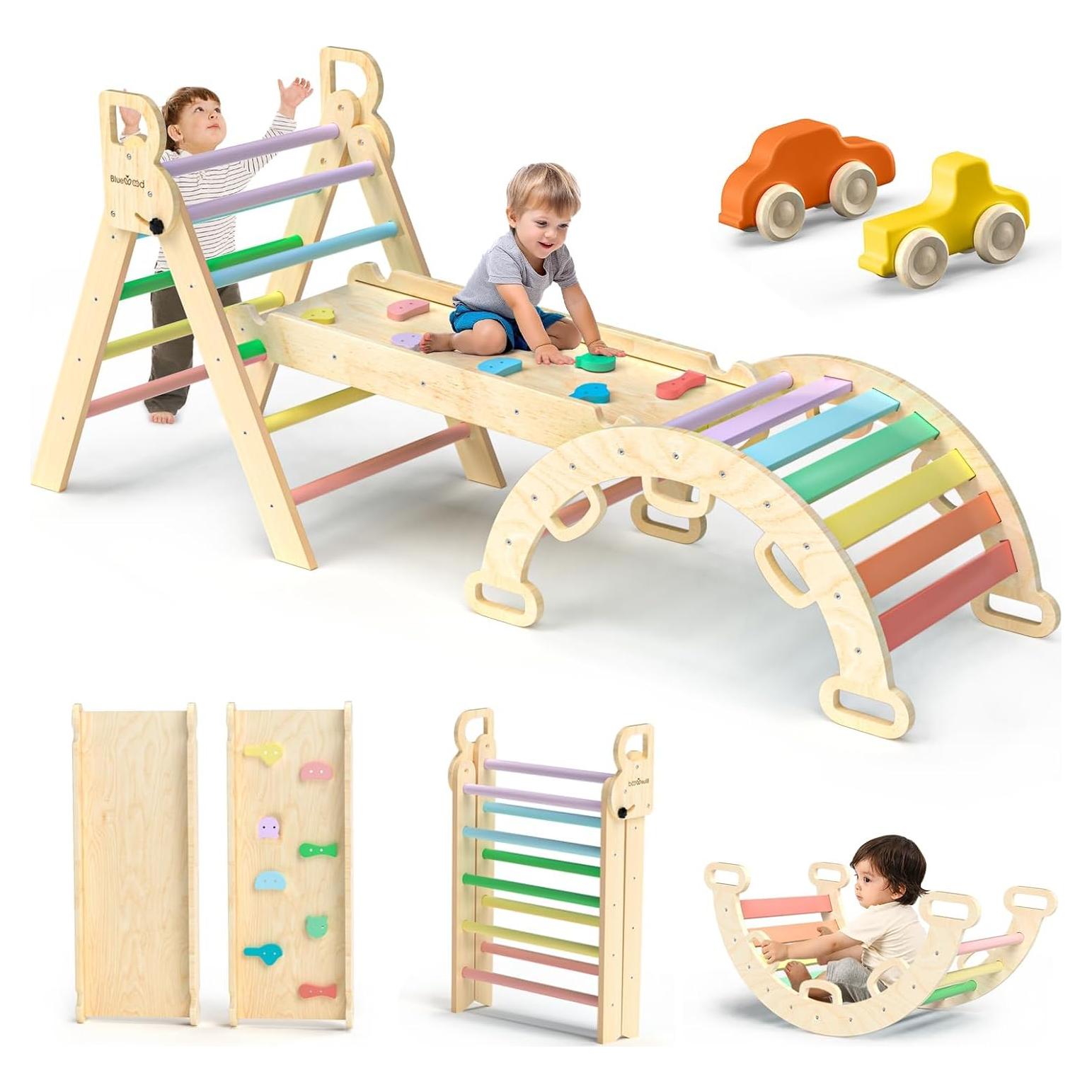 Conjunto de Escalada Pikler BlueWood 7 en 1 para Bebés