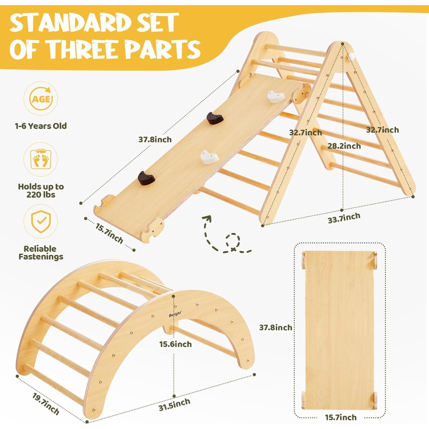 Gimnasio de Escalada Beright 5 en 1 Natural para Niños