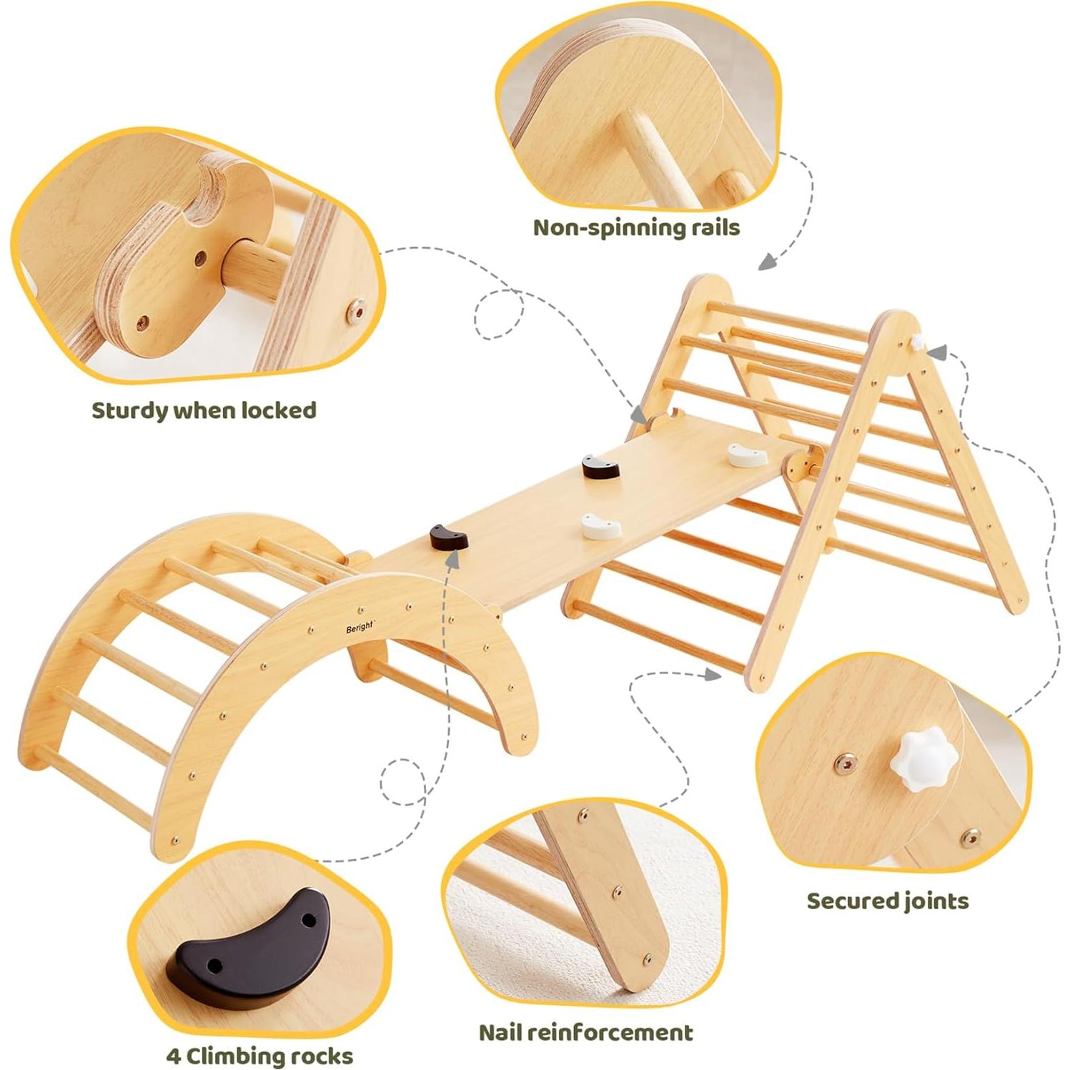 Gimnasio de Escalada Beright 5 en 1 Natural para Niños