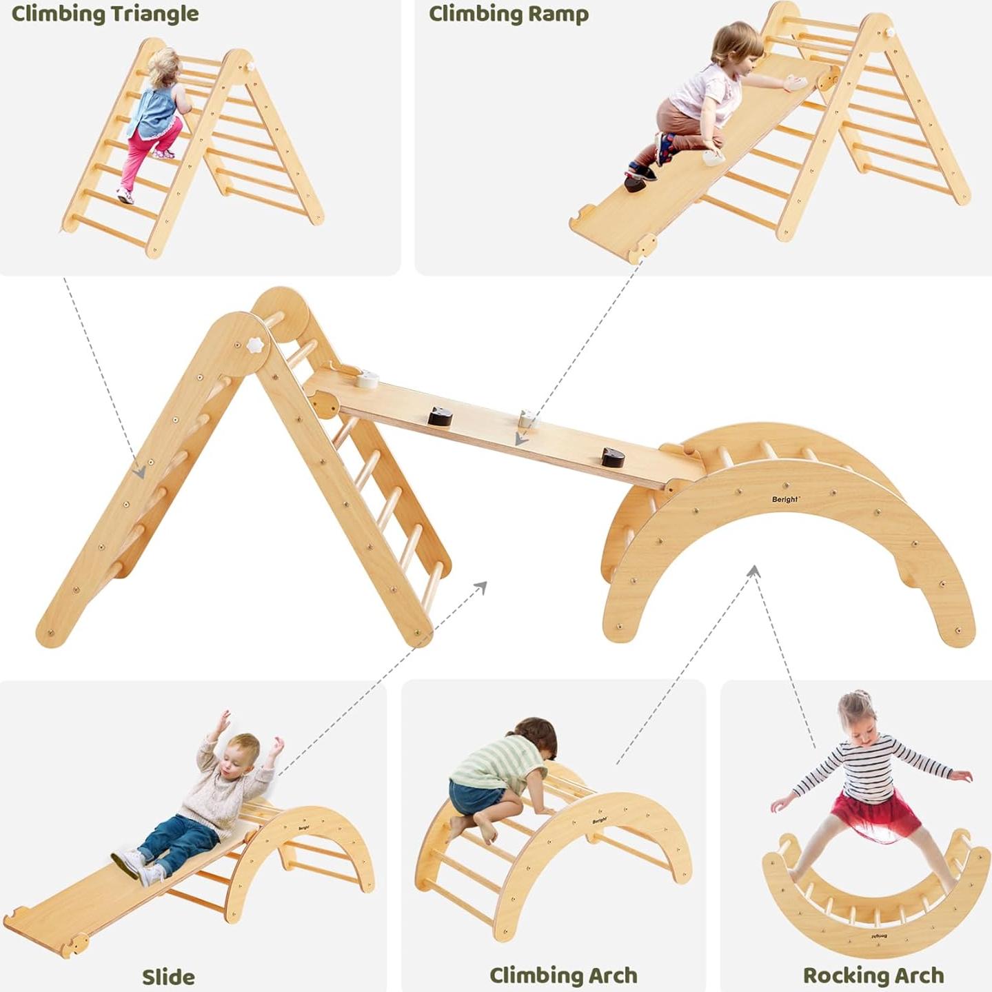 Gimnasio de Escalada Beright 5 en 1 Natural para Niños