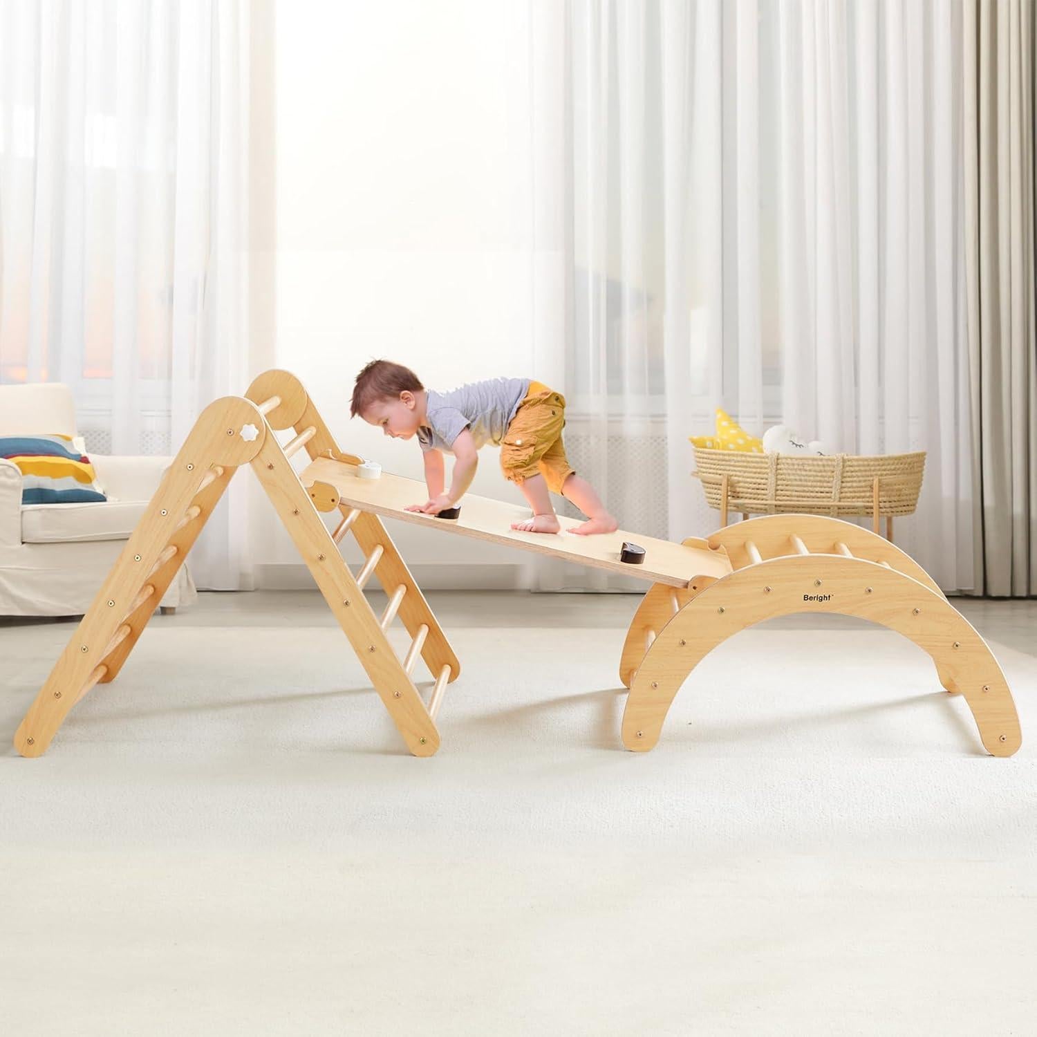 Gimnasio de Escalada Beright 5 en 1 Natural para Niños